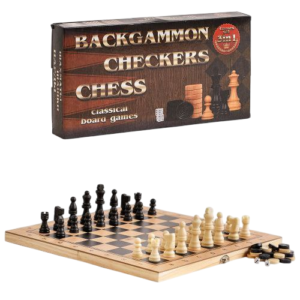 Ensemble de jeu de dames, Jeu d'échec avec & Backgammon 3 en 1